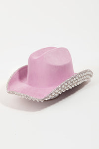 Thumbnail for Fame Pave Rhinestone Pearl Trim Cowboy Hat