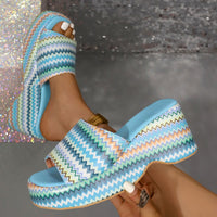 Thumbnail for Printed Open Toe Wedge Sandals