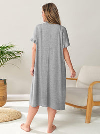 Thumbnail for Plus Size Round Neck Short Sleeve Lounge Dress