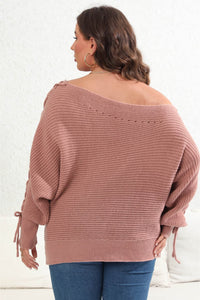 Thumbnail for Plus Size One Shoulder Beaded Sweater