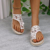 Thumbnail for Flower Toe Post Flat Sandals