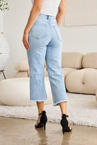 Thumbnail for RFM Full Size Tummy Control High Waist Raw Hem Distressed Jeans