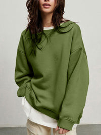 Thumbnail for Round Neck Dropped Shoulder Long Sleeve Sweatshirt