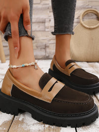 Thumbnail for Contrast Suede Platform Loafers