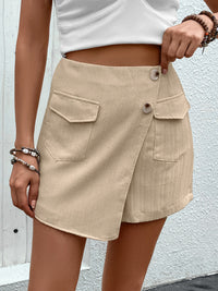 Thumbnail for Pocketed High Waist Shorts with Zip