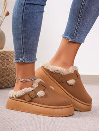 Thumbnail for Thermal Fuzzy Buckle Platform Slippers