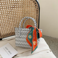 Thumbnail for Contrast Woven Handbag with Ribbon