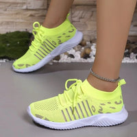 Thumbnail for Breathable Leopard Mesh Lace Up Sneakers