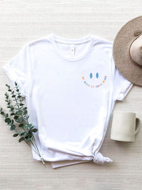 Thumbnail for Letter Graphic Round Neck Short Sleeve T-Shirt