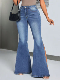 Thumbnail for Slit Flare Jeans with Pockets