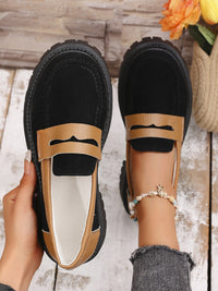 Thumbnail for Contrast Suede Platform Loafers