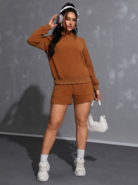 Thumbnail for Long Sleeve Hoodie and Pocketed Shorts Set