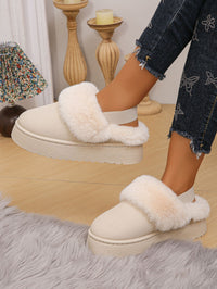 Thumbnail for Faux Fur Round Toe Platform Slippers