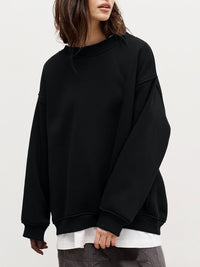 Thumbnail for Round Neck Dropped Shoulder Long Sleeve Sweatshirt