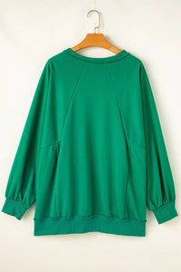 Thumbnail for Plus Size Cutout Hem Notched Long Sleeve Sweatshirt