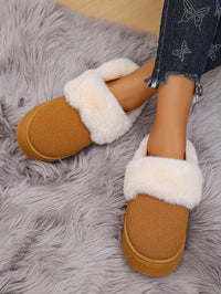 Thumbnail for Faux Fur Round Toe Platform Slippers