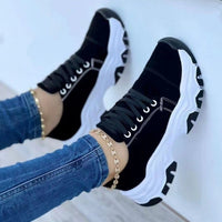 Thumbnail for Lace-Up Round Neck Platform Sneakers