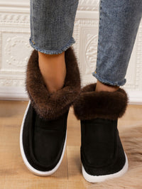 Thumbnail for Faux Fur Suede Round Toe Sneakers