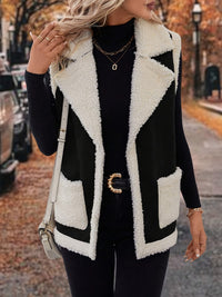 Thumbnail for Full Size Contrast Open Front Sherpa Vest Coat