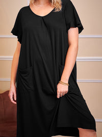 Thumbnail for Plus Size Round Neck Short Sleeve Lounge Dress