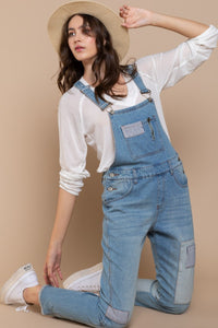 Thumbnail for POL Front Chest Zipper Slim Leg Denim Overalls