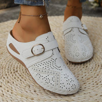 Thumbnail for Suede Round Toe Wedge Sandals