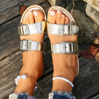 Thumbnail for Open Toe Double Buckle Sandals