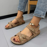 Thumbnail for Open Toe Flat Buckle Sandals