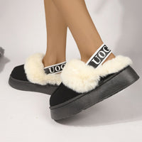 Thumbnail for Plush Platform Slippers with Letter Strap