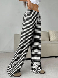 Thumbnail for Tied Striped Wide Leg Pants