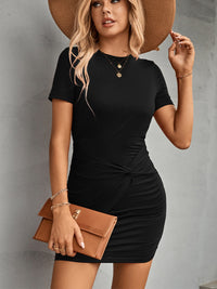 Thumbnail for Twisted Round Neck Short Sleeve Dress