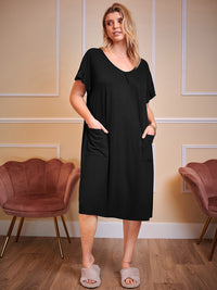 Thumbnail for Plus Size Round Neck Short Sleeve Lounge Dress