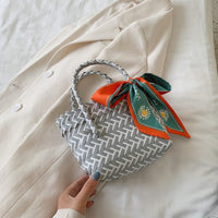 Thumbnail for Contrast Woven Handbag with Ribbon