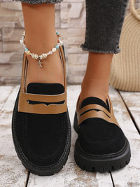 Thumbnail for Contrast Suede Platform Loafers