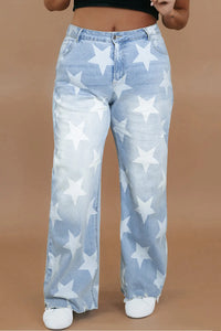 Thumbnail for Plus Size Star Straight Leg Jeans with Pockets