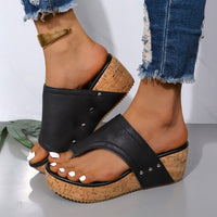 Thumbnail for PU Leather Wedge Sandals