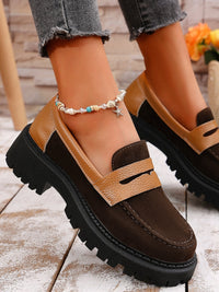 Thumbnail for Contrast Suede Platform Loafers