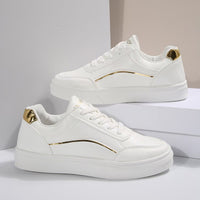 Thumbnail for PU Leather Round Toe Flat Sneakers