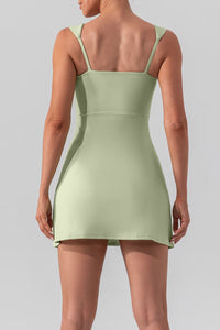 Thumbnail for Square Neck Sleeveless Slit Mini Active Dress