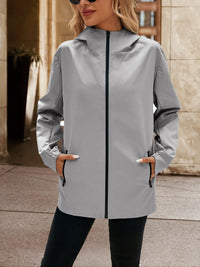 Thumbnail for Ivy Lane Pocketed Zip Up Hooded Jacket