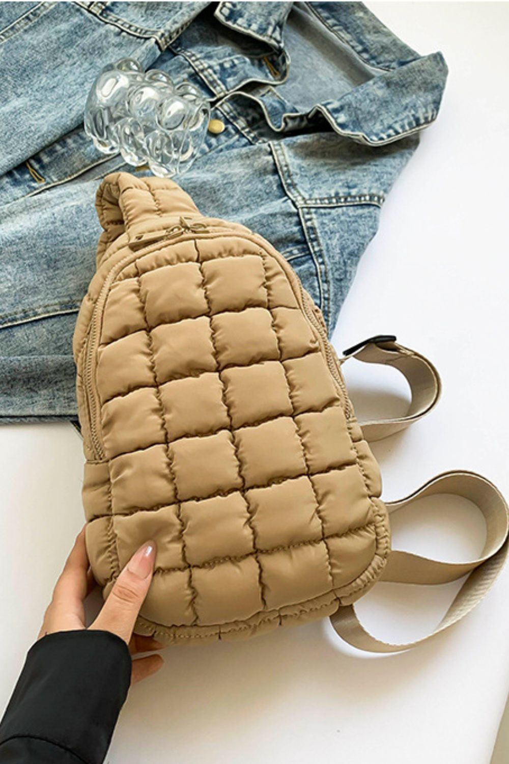 Quilted Nylon Crossbody  Bag