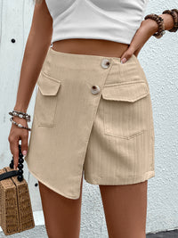 Thumbnail for Pocketed High Waist Shorts with Zip