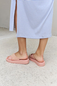 Thumbnail for Forever Link Studded Cross Strap Sandals in Blush