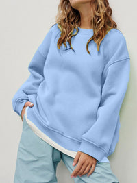 Thumbnail for Round Neck Dropped Shoulder Long Sleeve Sweatshirt