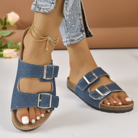 Thumbnail for Open Toe Double Buckle Sandals