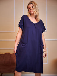 Thumbnail for Plus Size Round Neck Short Sleeve Lounge Dress