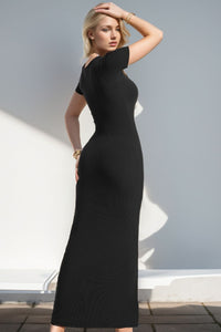 Thumbnail for Basic Bae Built-In Shapewear Square Neck Short Sleeve Maxi Dress