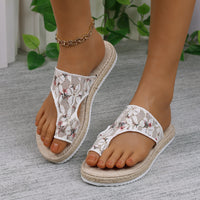 Thumbnail for Flower Toe Post Flat Sandals