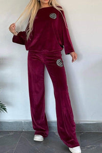 Thumbnail for Full Size Boat Neck Long Sleeve Top and Pants Set