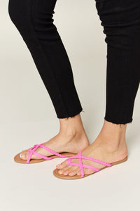 Thumbnail for WILD DIVA Crisscross PU Leather Open Toe Sandals